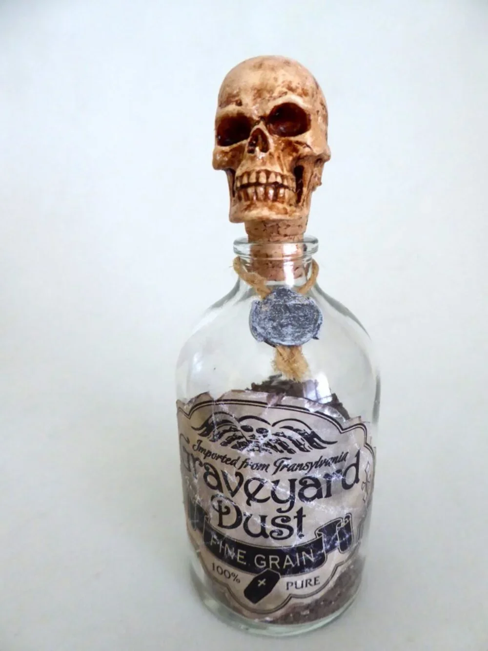NEW GLASS APOTHECARY BOTTLE GRAVEYARD DUST GOTHIC ODDITY PROP HARRY POTTER